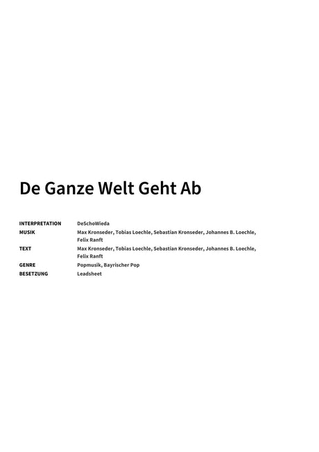 De Ganze Welt Geht Ab - Title Page
