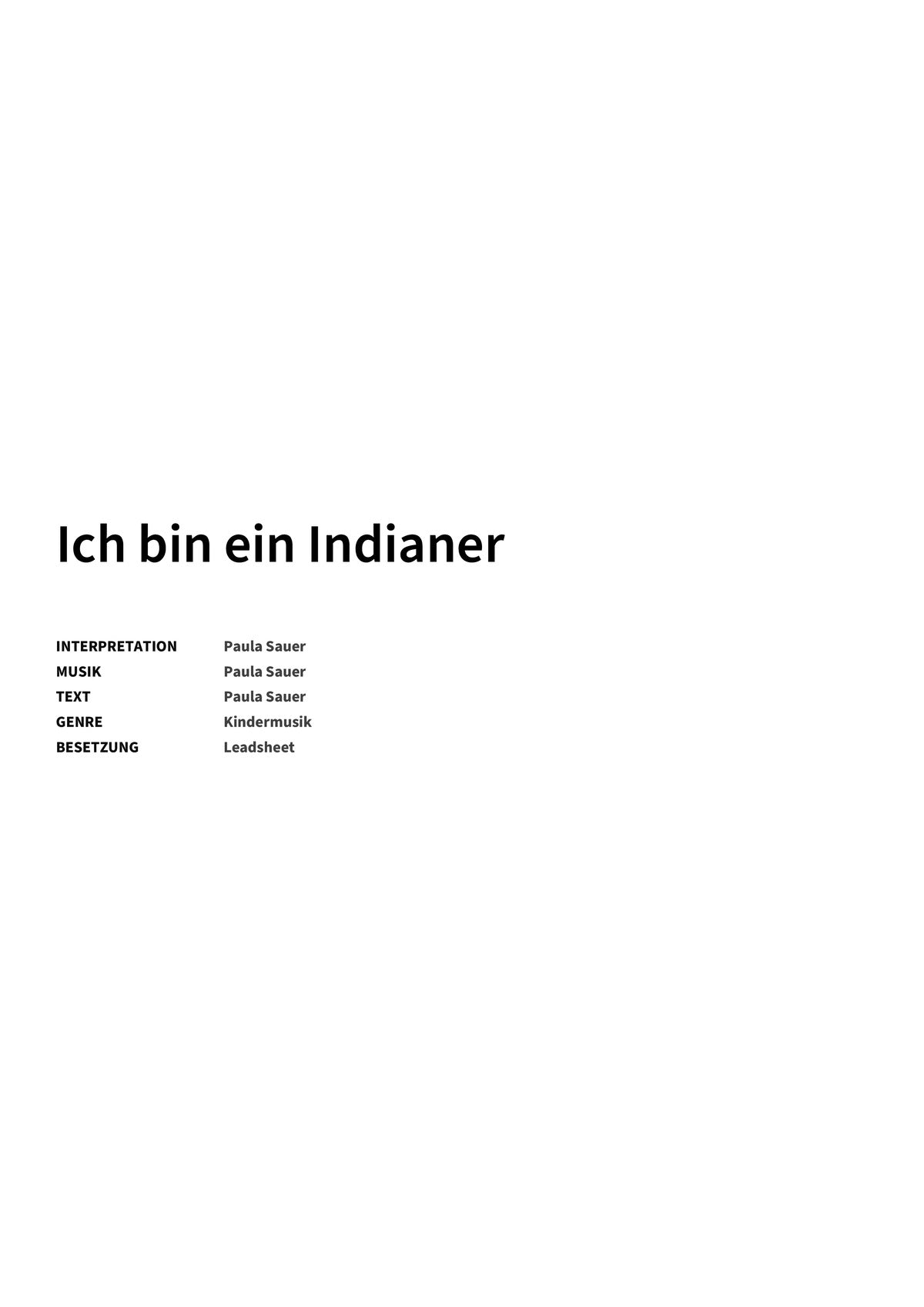 Ich bin ein Indianer - Title Page