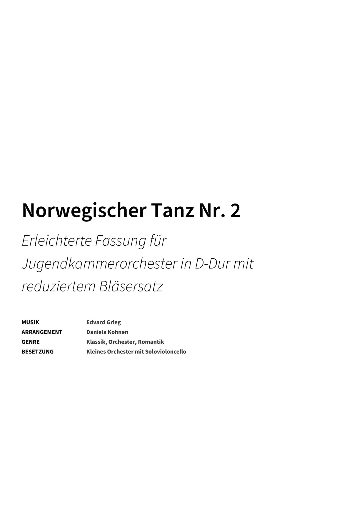 Norwegischer Tanz Nr. 2 - Title Page