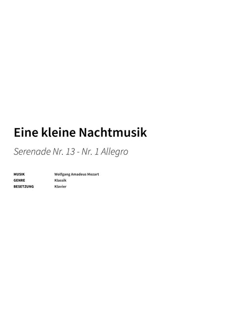 Eine kleine Nachtmusik - Title Page