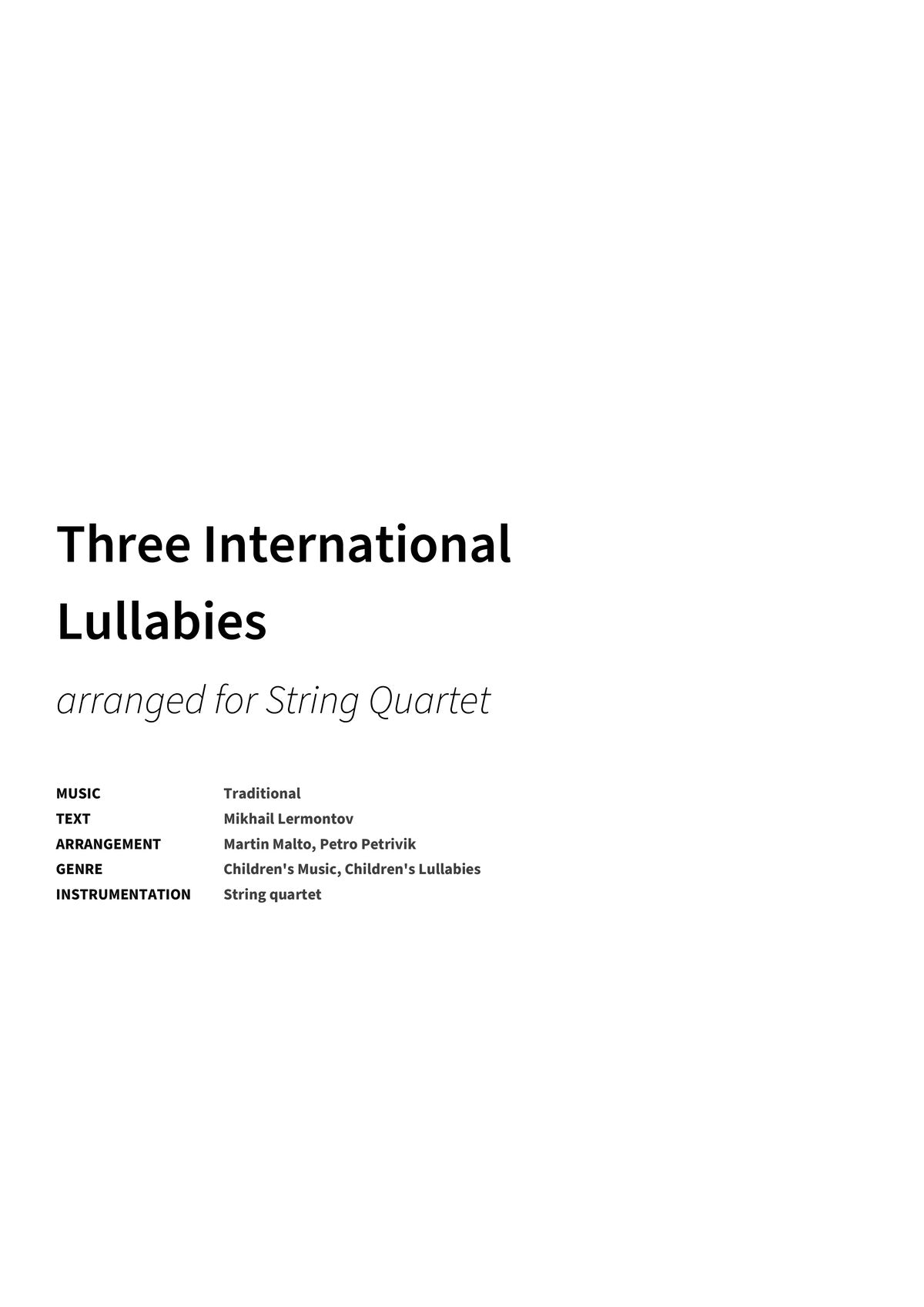 Three International Lullabies - Title Page
