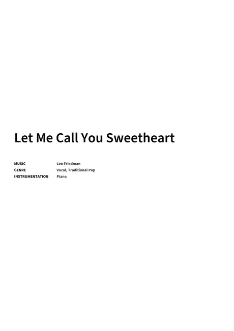 Let Me Call You Sweetheart - Title Page