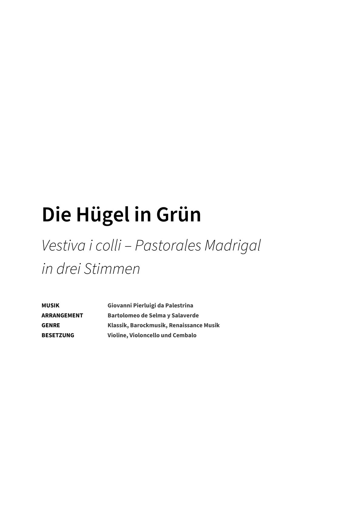 Die Hügel in Grün - Title Page