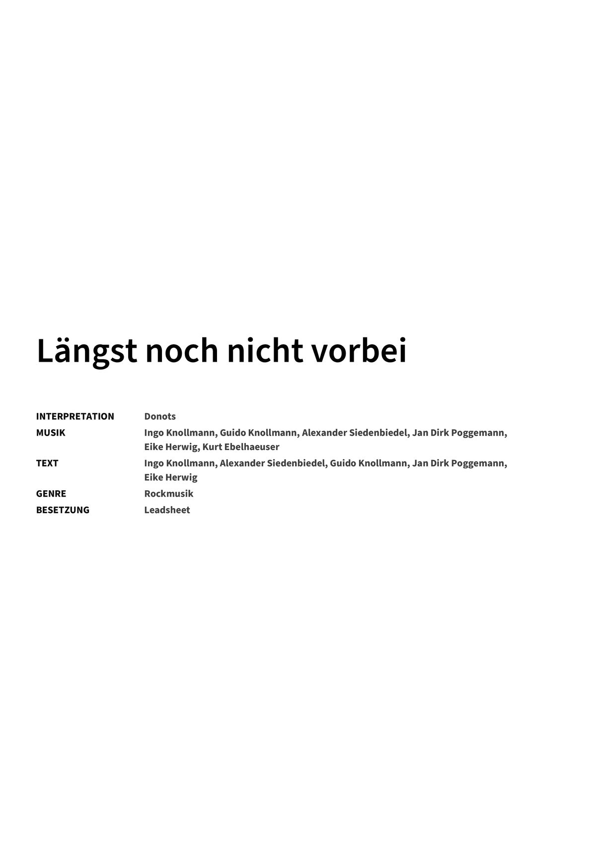 Längst noch nicht vorbei - Title Page