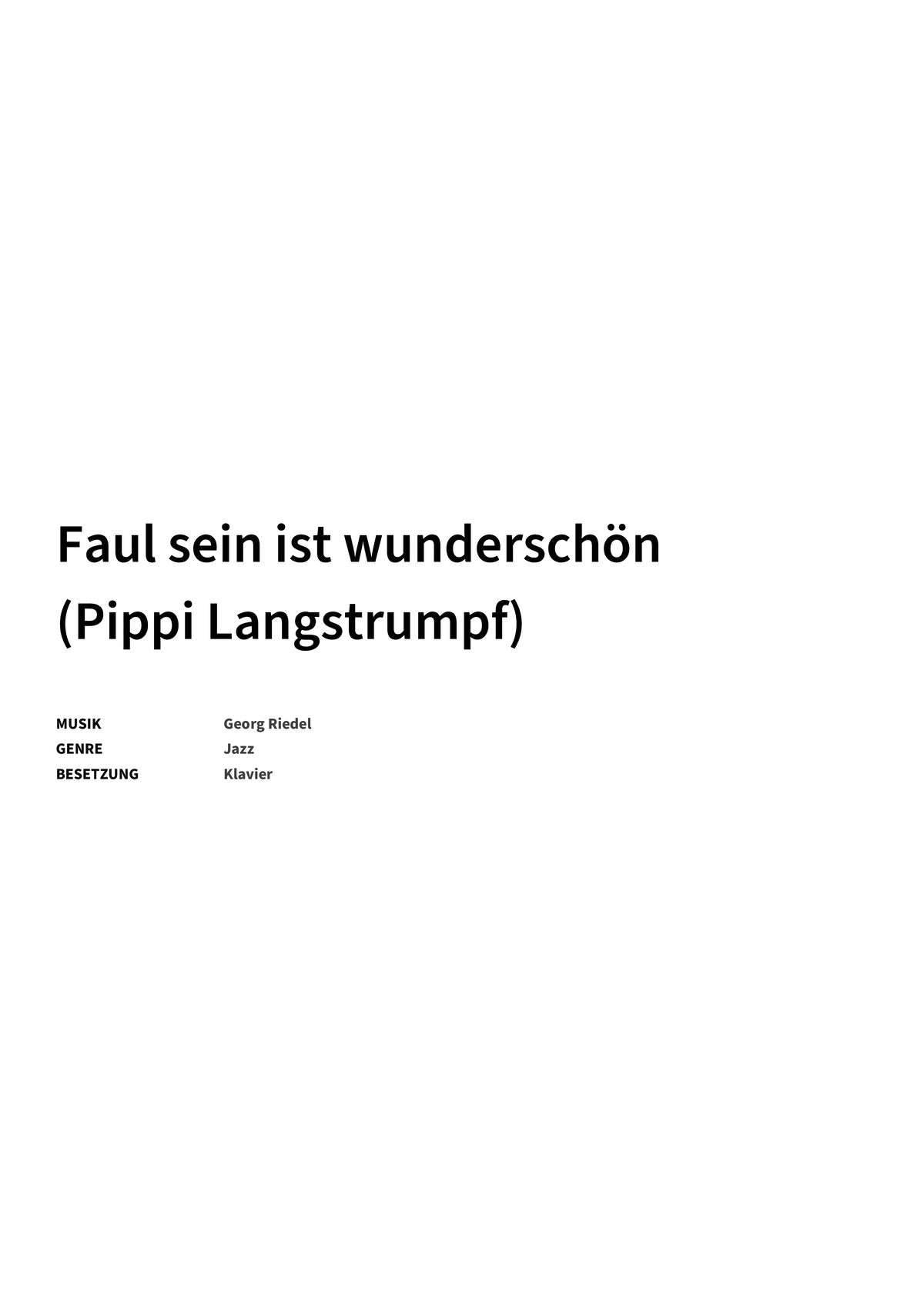 Faul sein ist wunderschön - Title Page