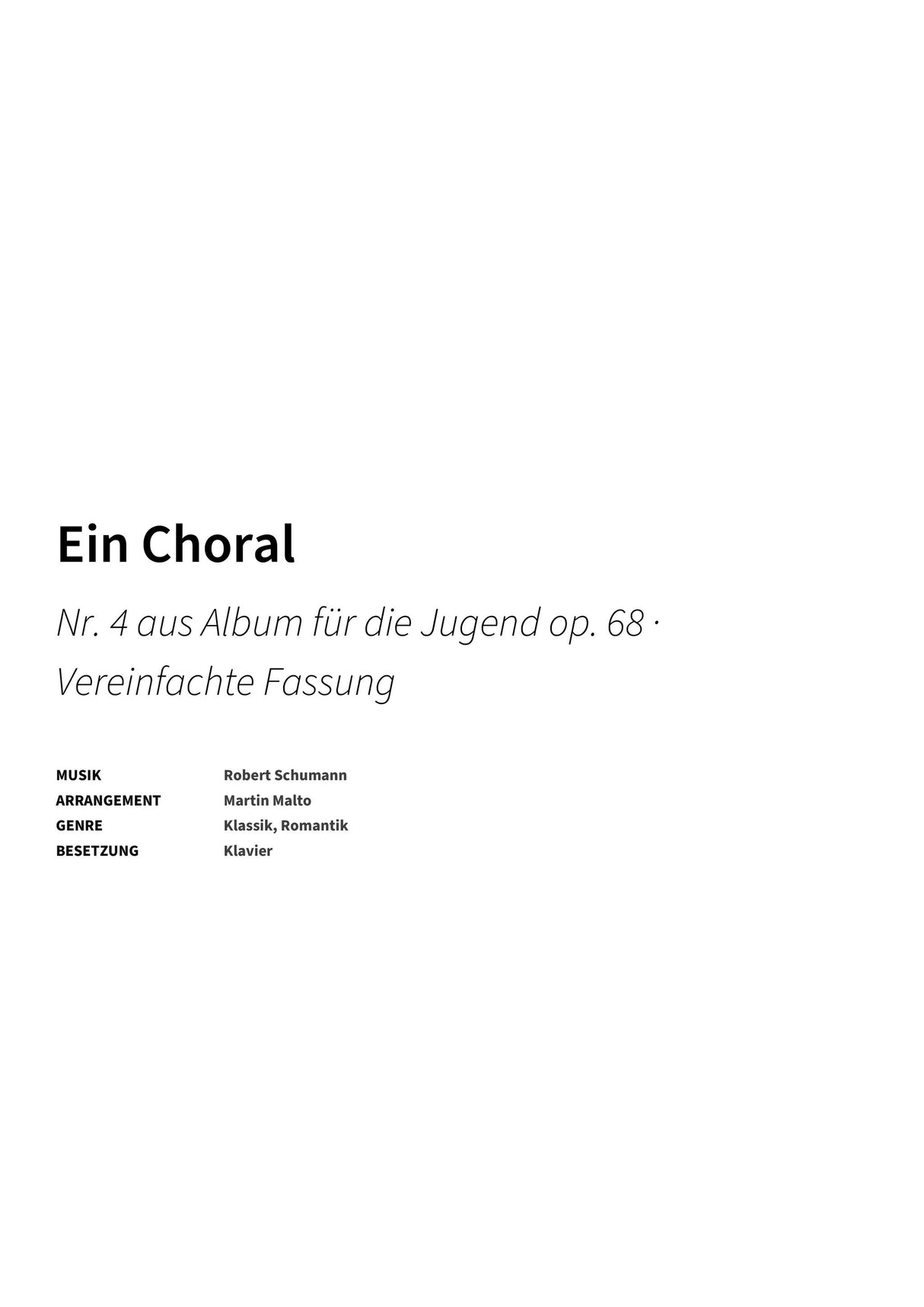 Ein Choral - Title Page