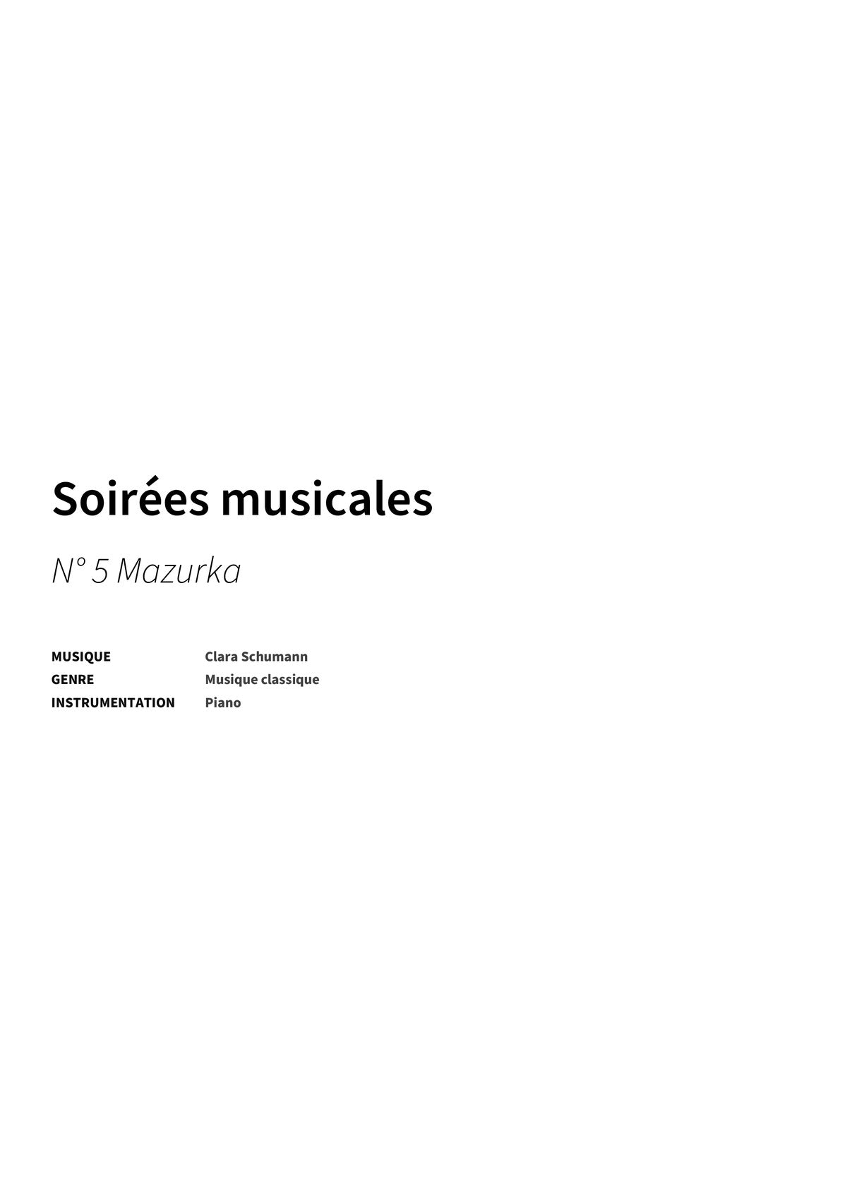 Soirées musicales - Title Page