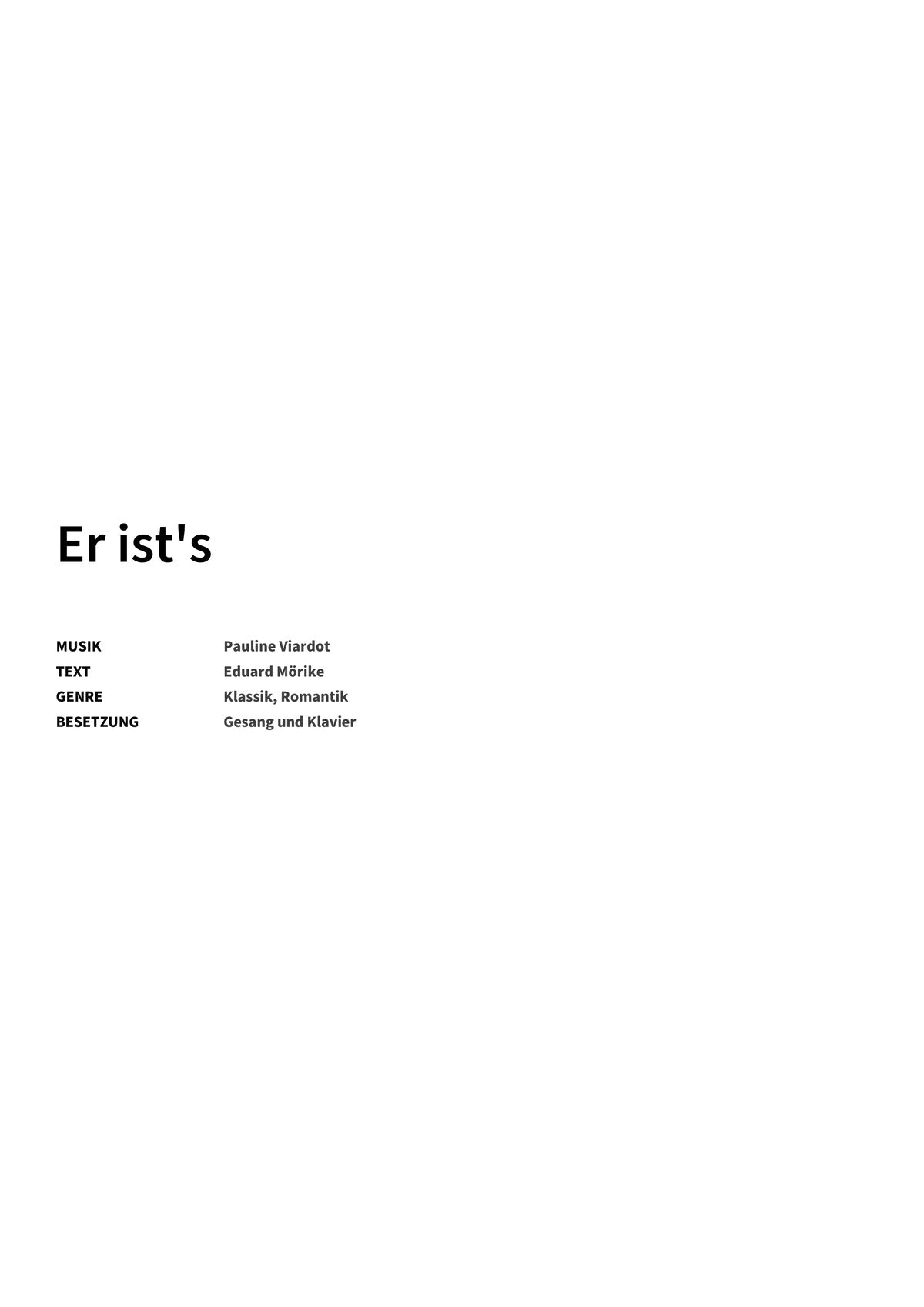 Er ist's - Title Page