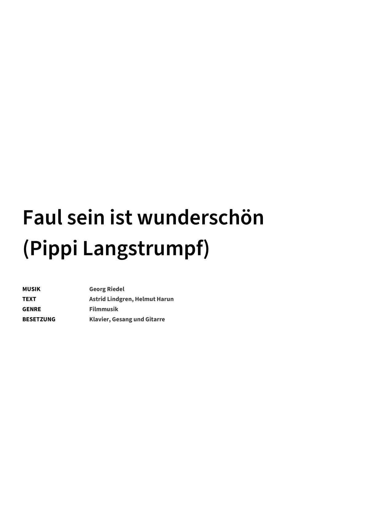 Faul sein ist wunderschön (Pippi Langstrumpf) - Title Page