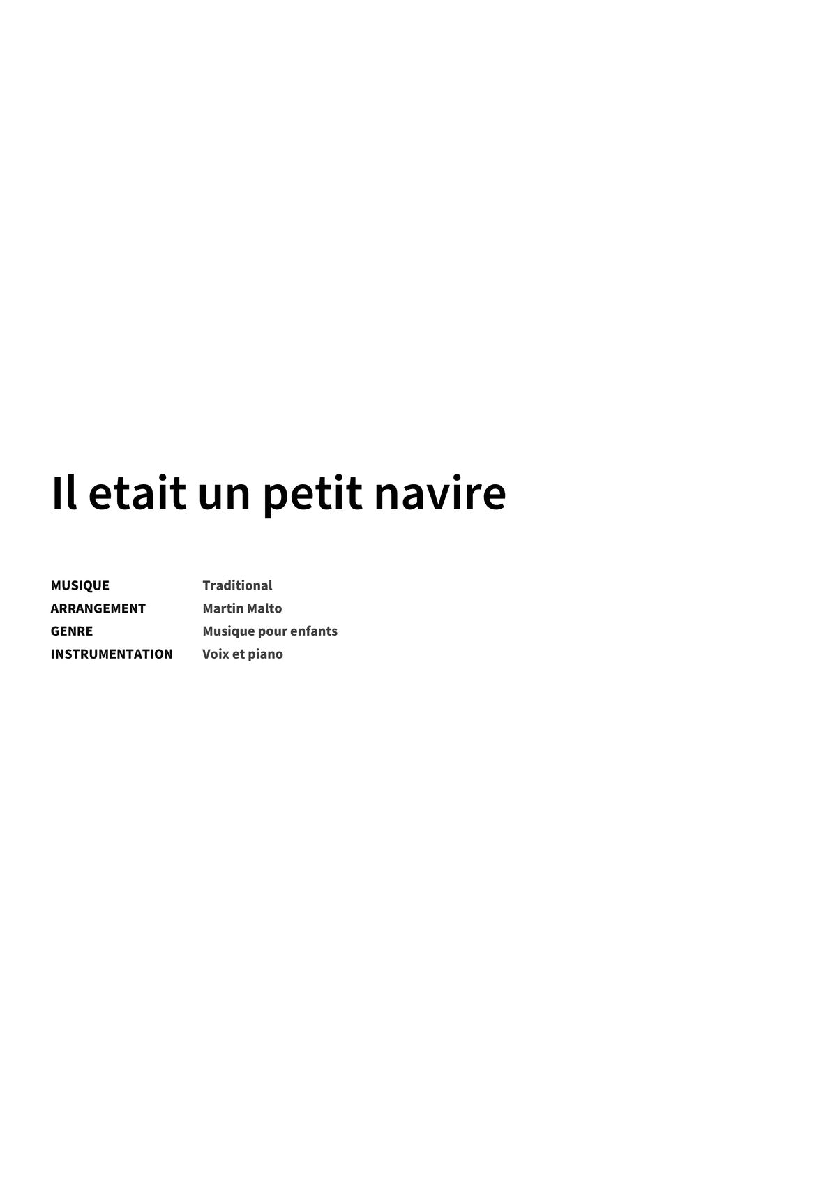 Il etait un petit navire - Title Page