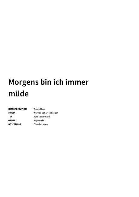 Morgens bin ich immer müde - Title Page