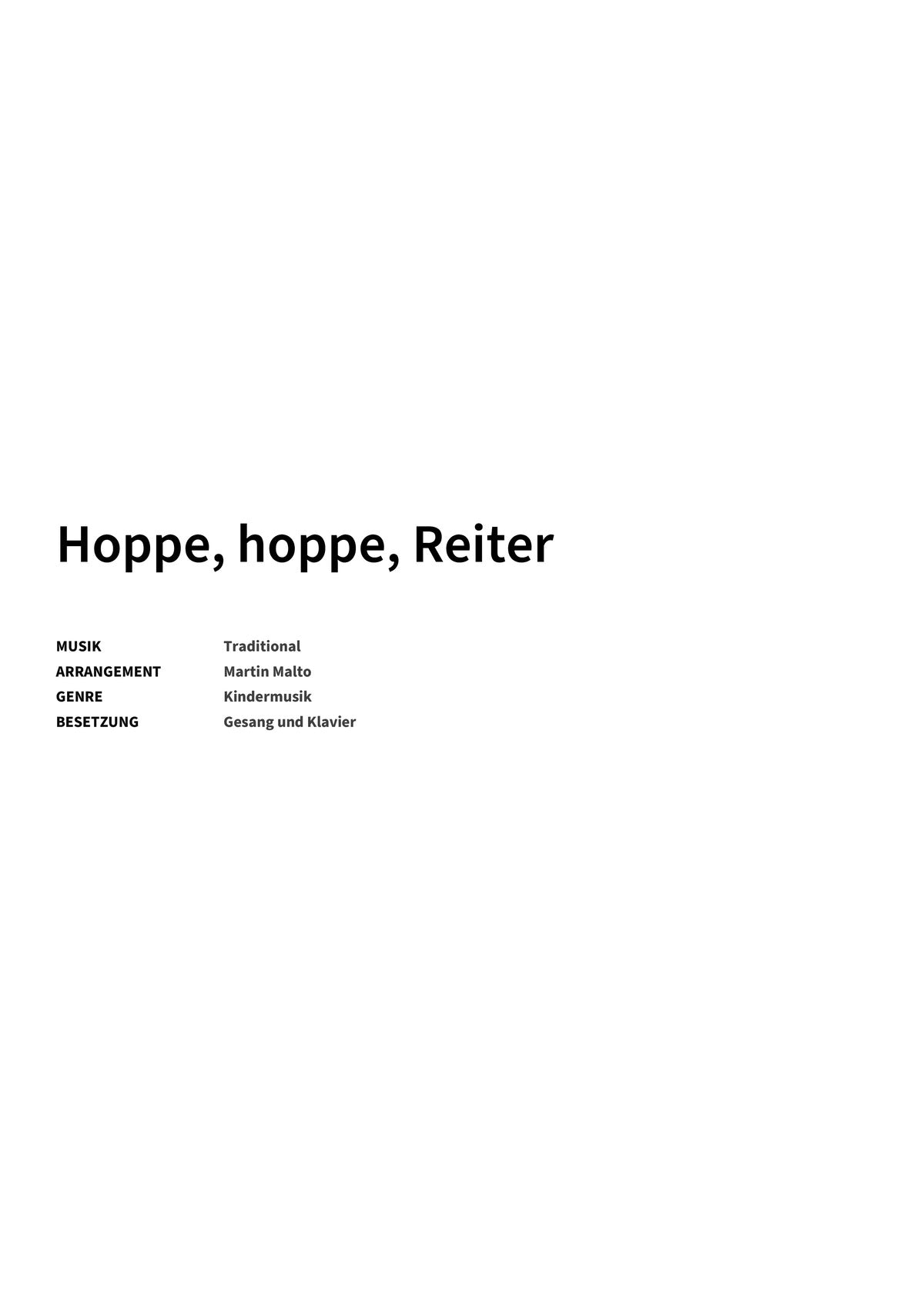Hoppe, hoppe, Reiter - Title Page