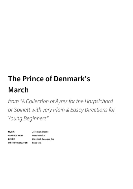 The Prince of Denmark's March - Title Page