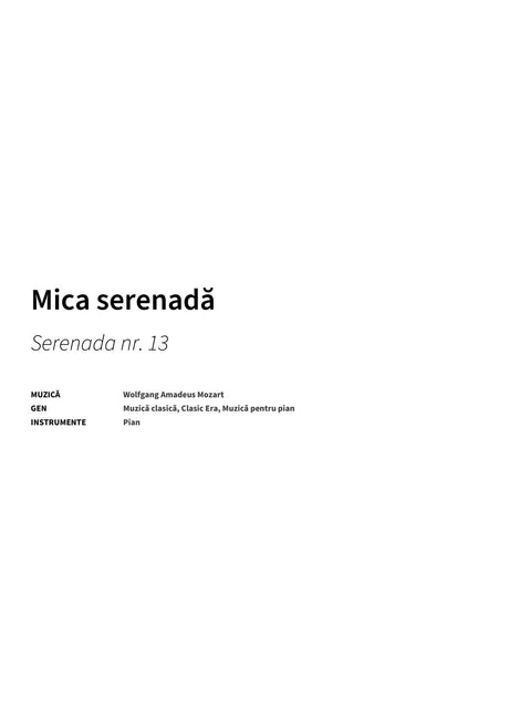 Mica serenadă - Title Page