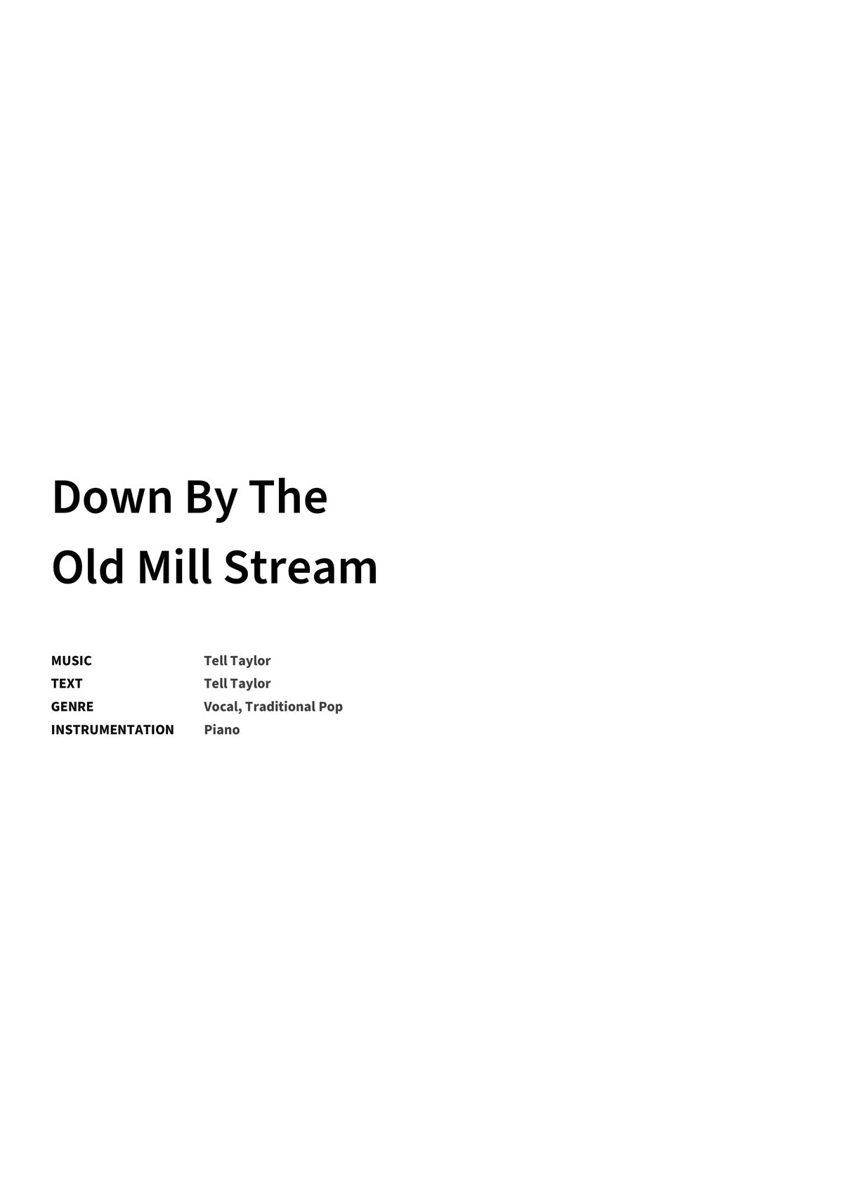 Down By The Old Mill Stream - Title Page