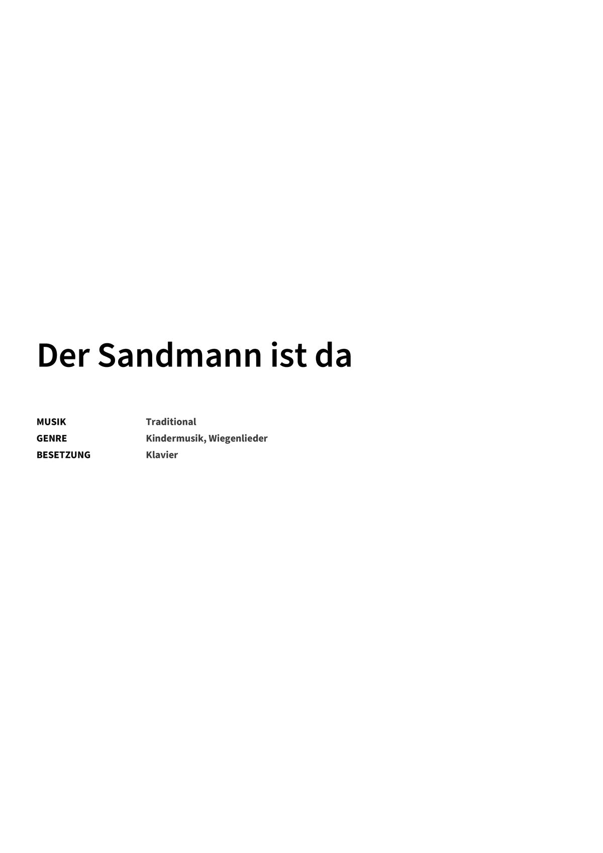 Der Sandmann ist da - Title Page