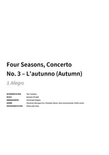 Four Seasons, Concerto No. 3 – L'autunno (Autumn) - Title Page