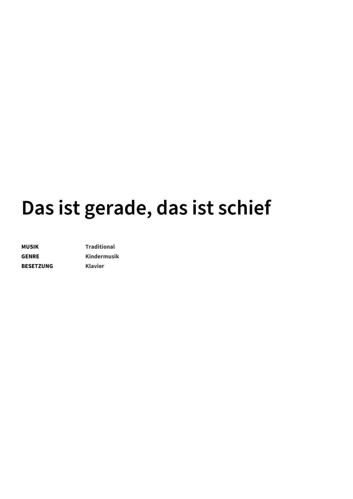 Das ist gerade, das ist schief - Title Page