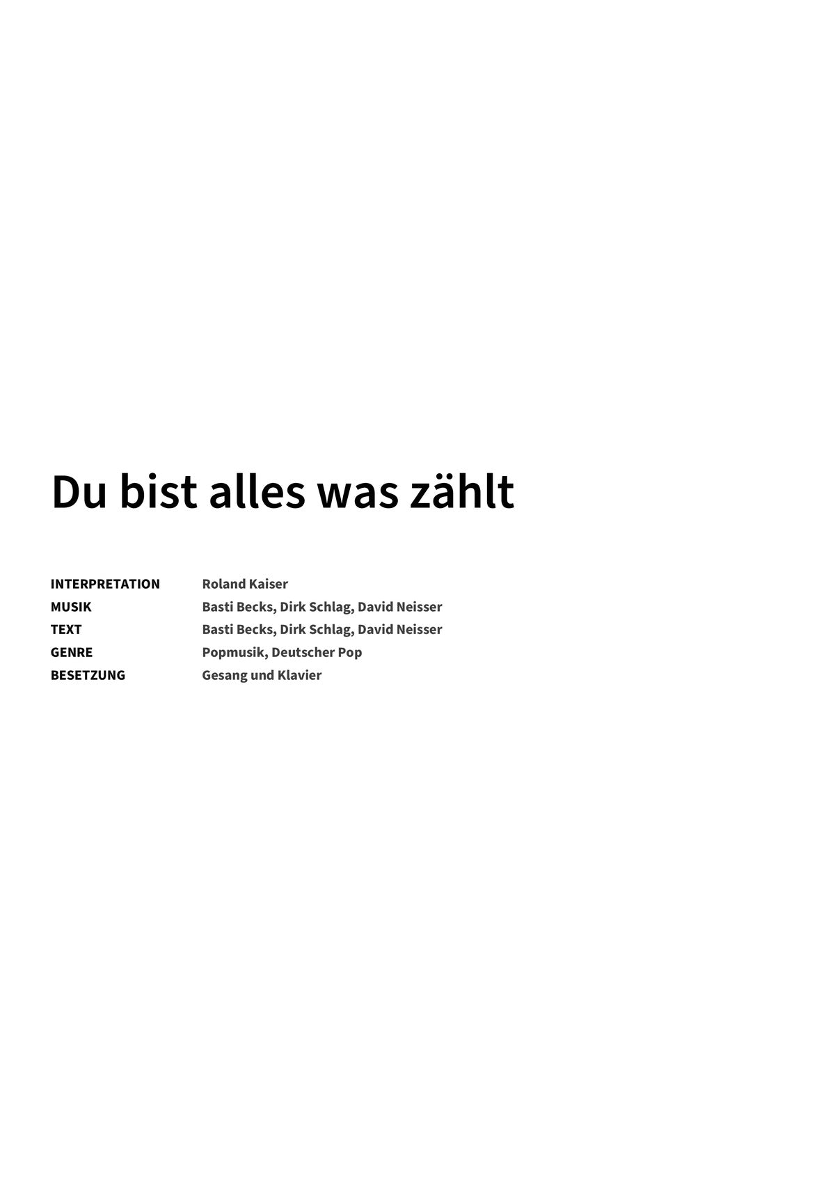 Du bist alles was zählt - Title Page