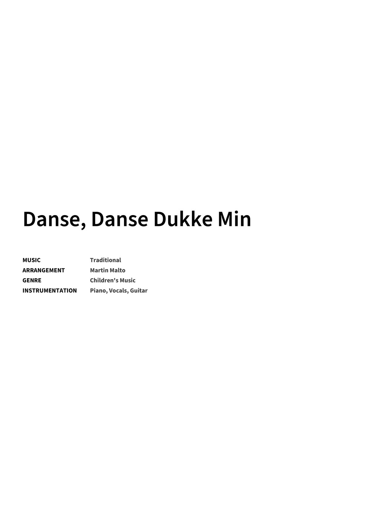 Danse, Danse Dukke Min - Title Page