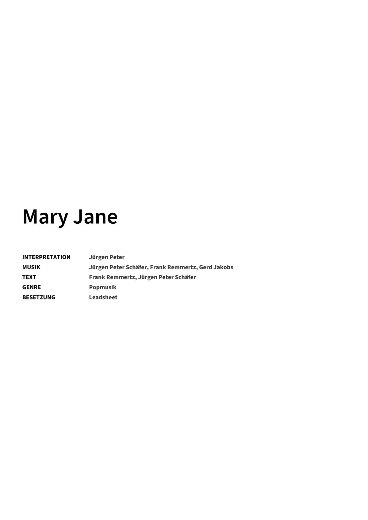 Mary Jane - Title Page