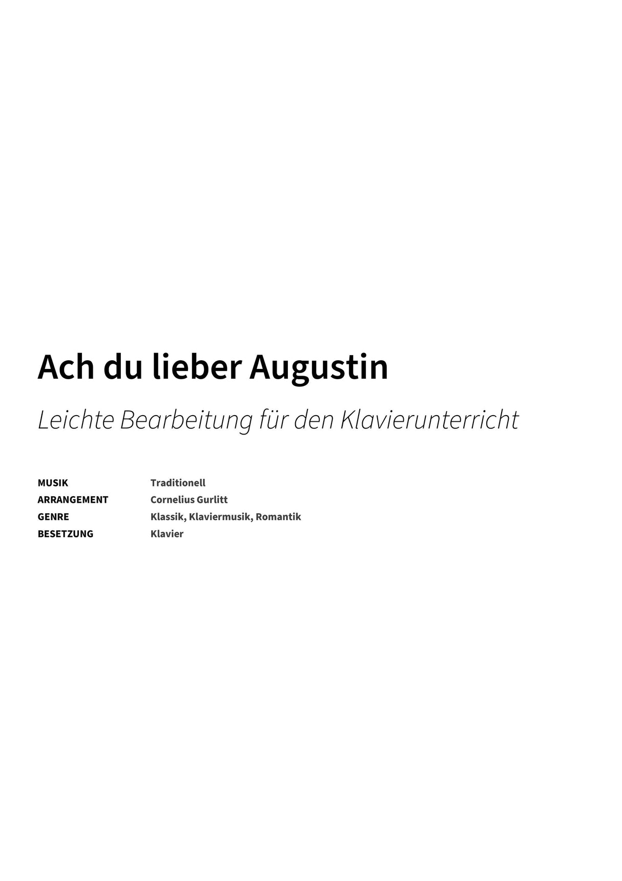 Ach du lieber Augustin - Title Page