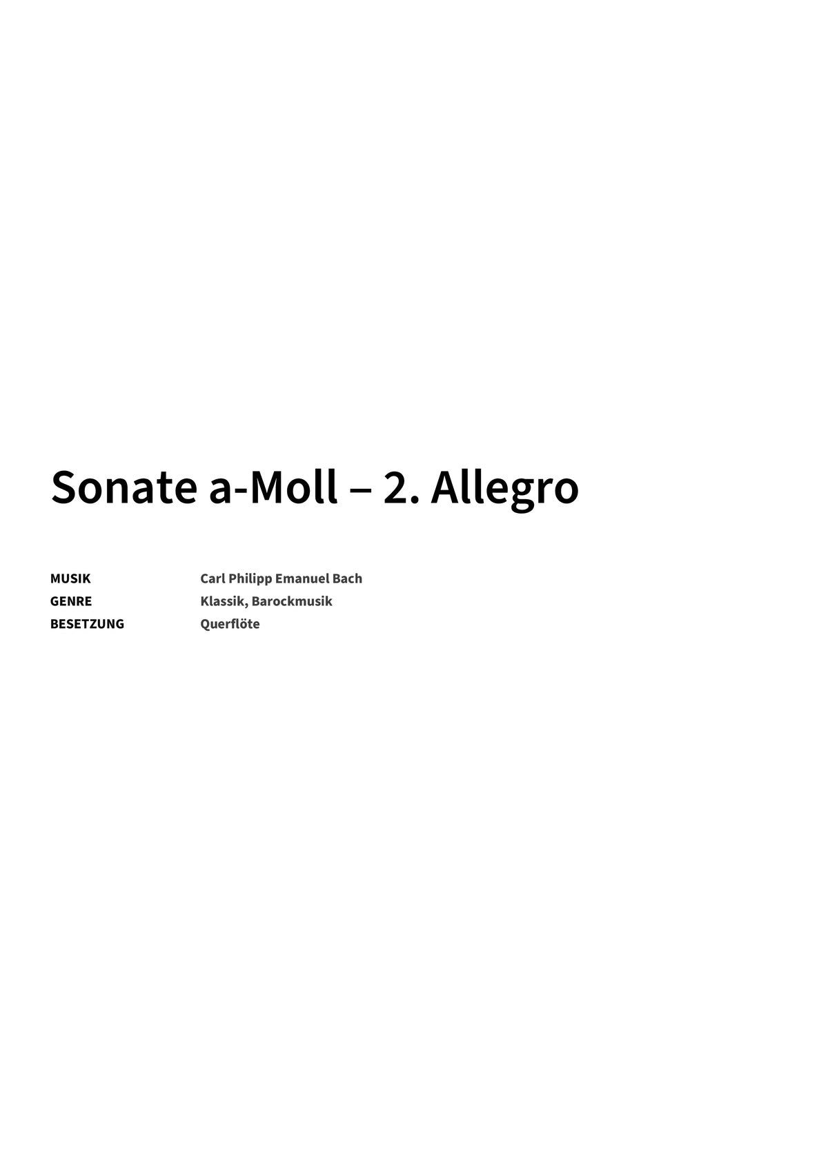 Sonate a-Moll ‒ 2. Allegro - Title Page