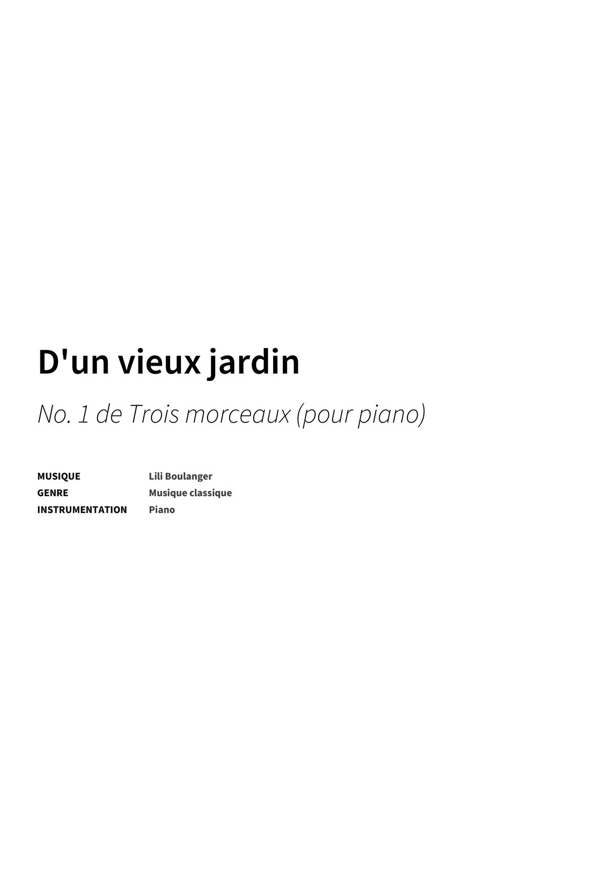 D'un vieux jardin - Title Page