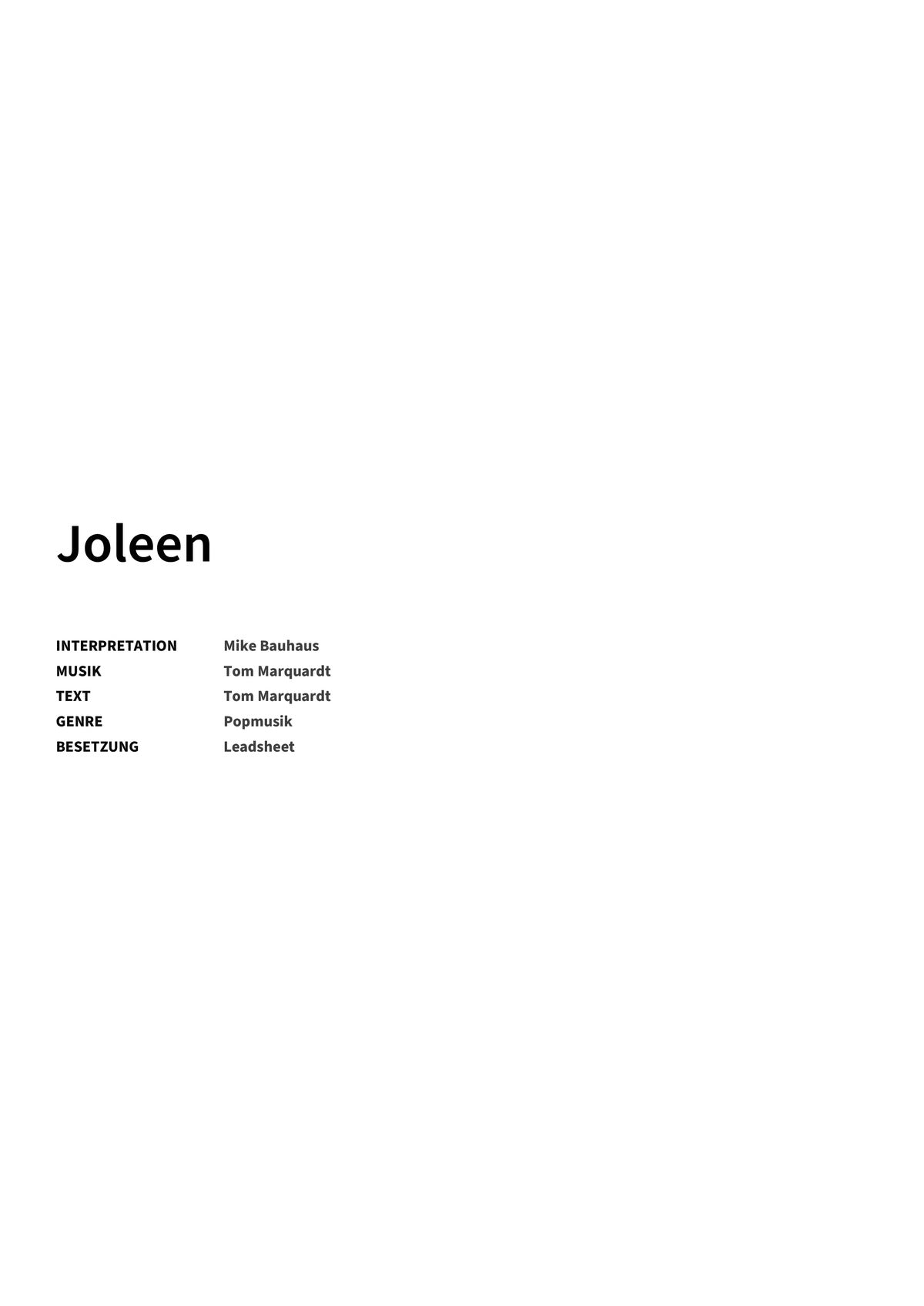 Joleen - Title Page