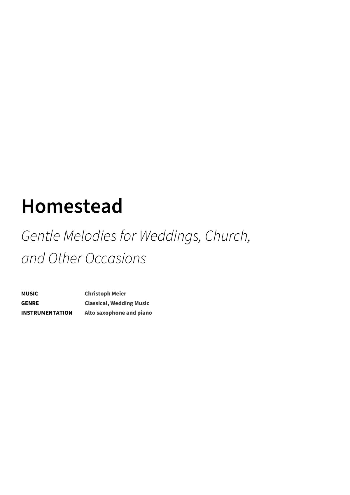 Homestead - Title Page