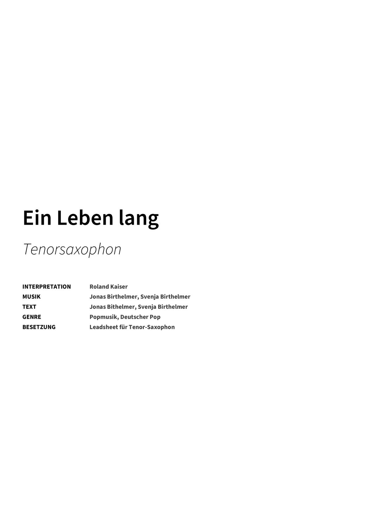 Ein Leben lang - Title Page