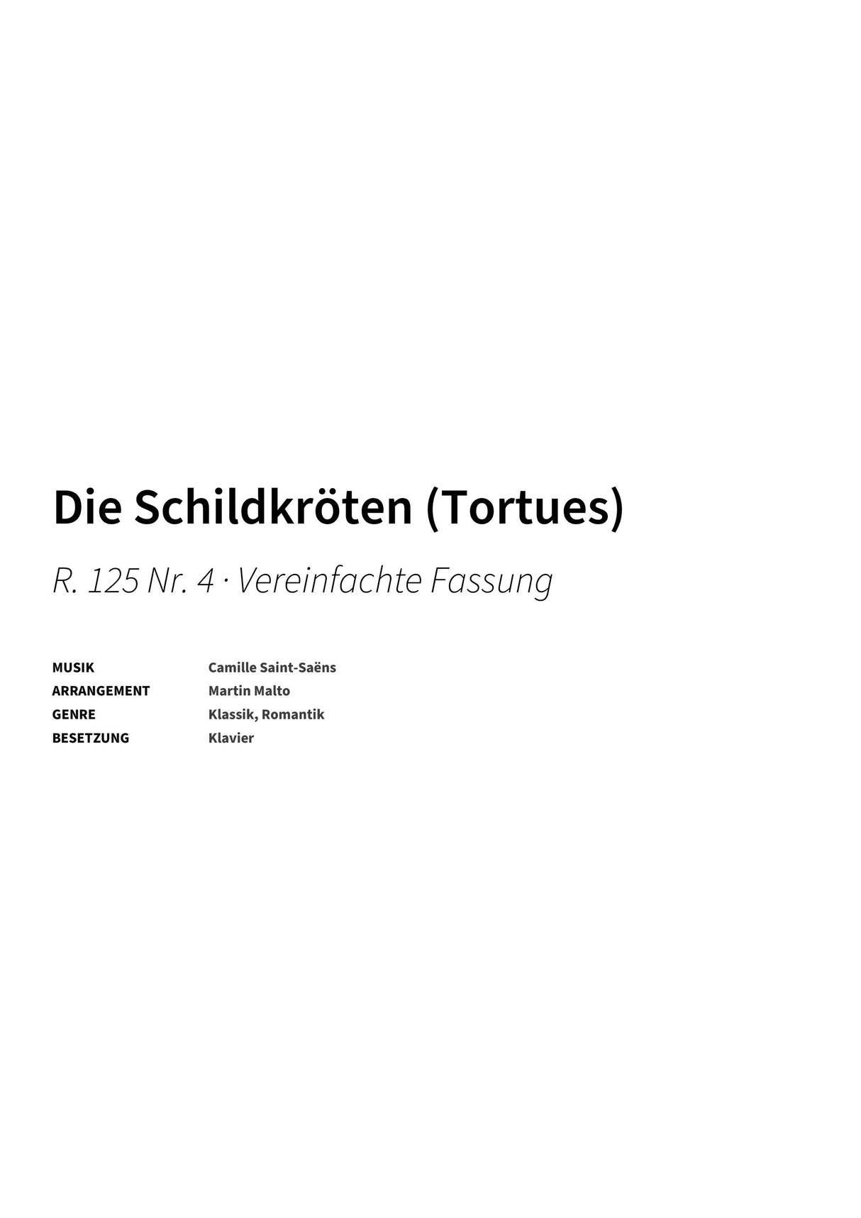 Die Schildkröten (Tortues) - Title Page