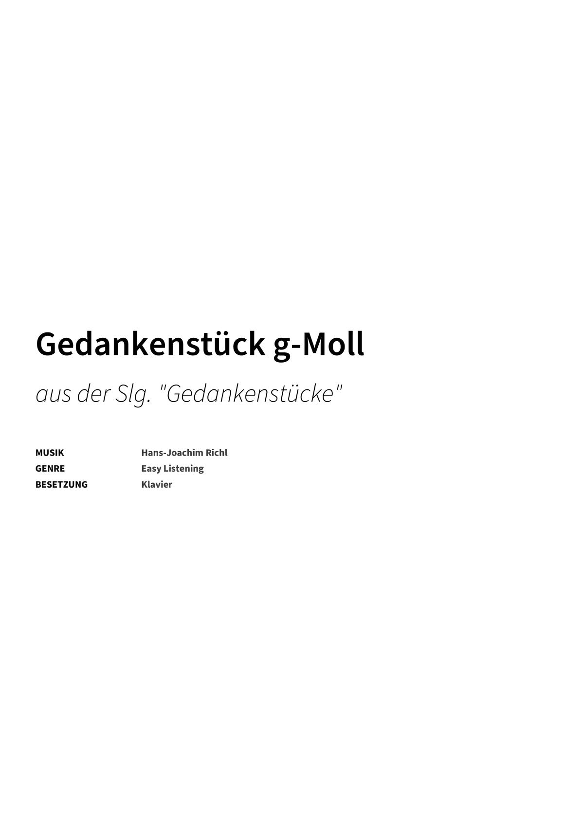 Gedankenstück g-Moll - Title Page