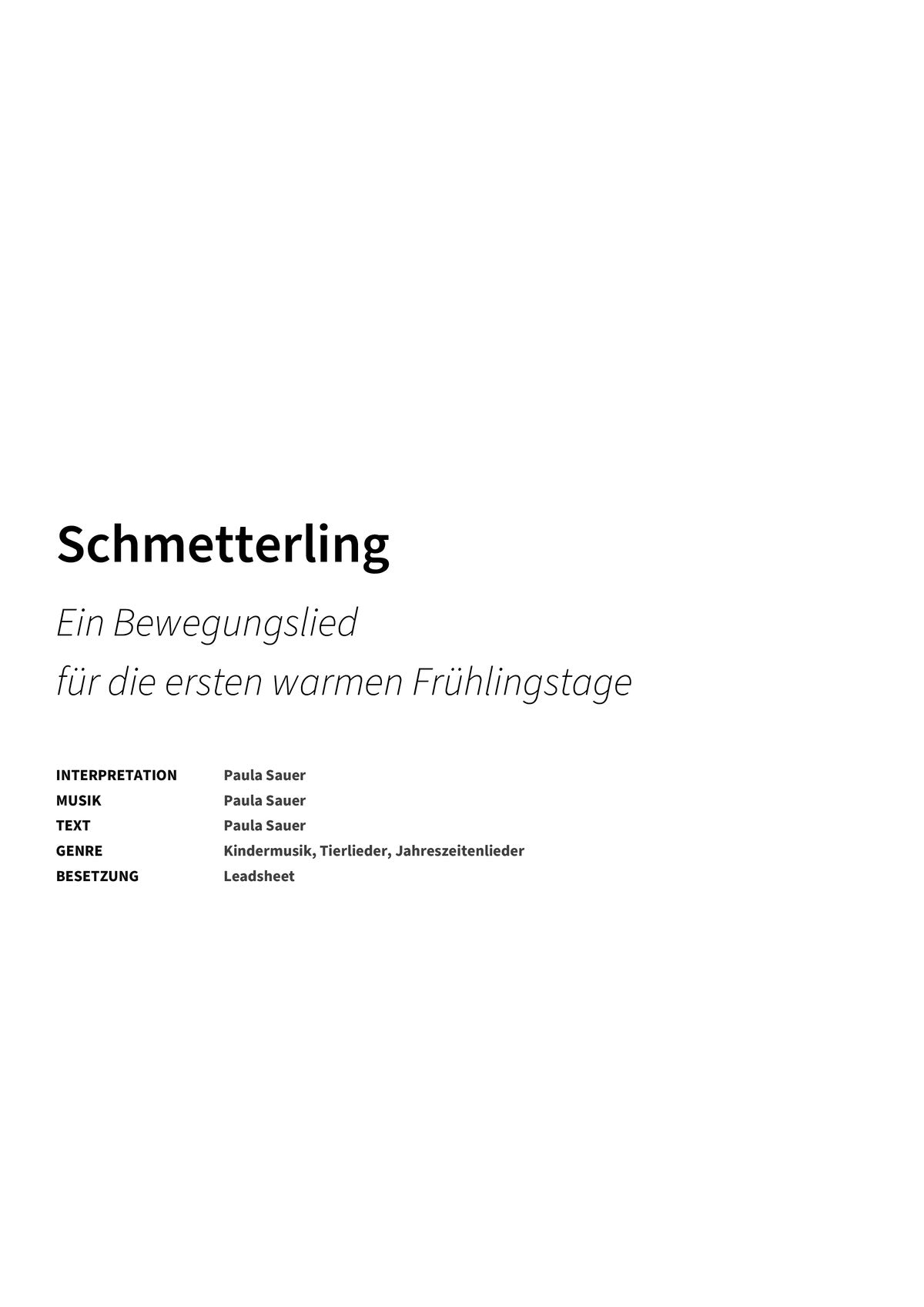 Schmetterling - Title Page