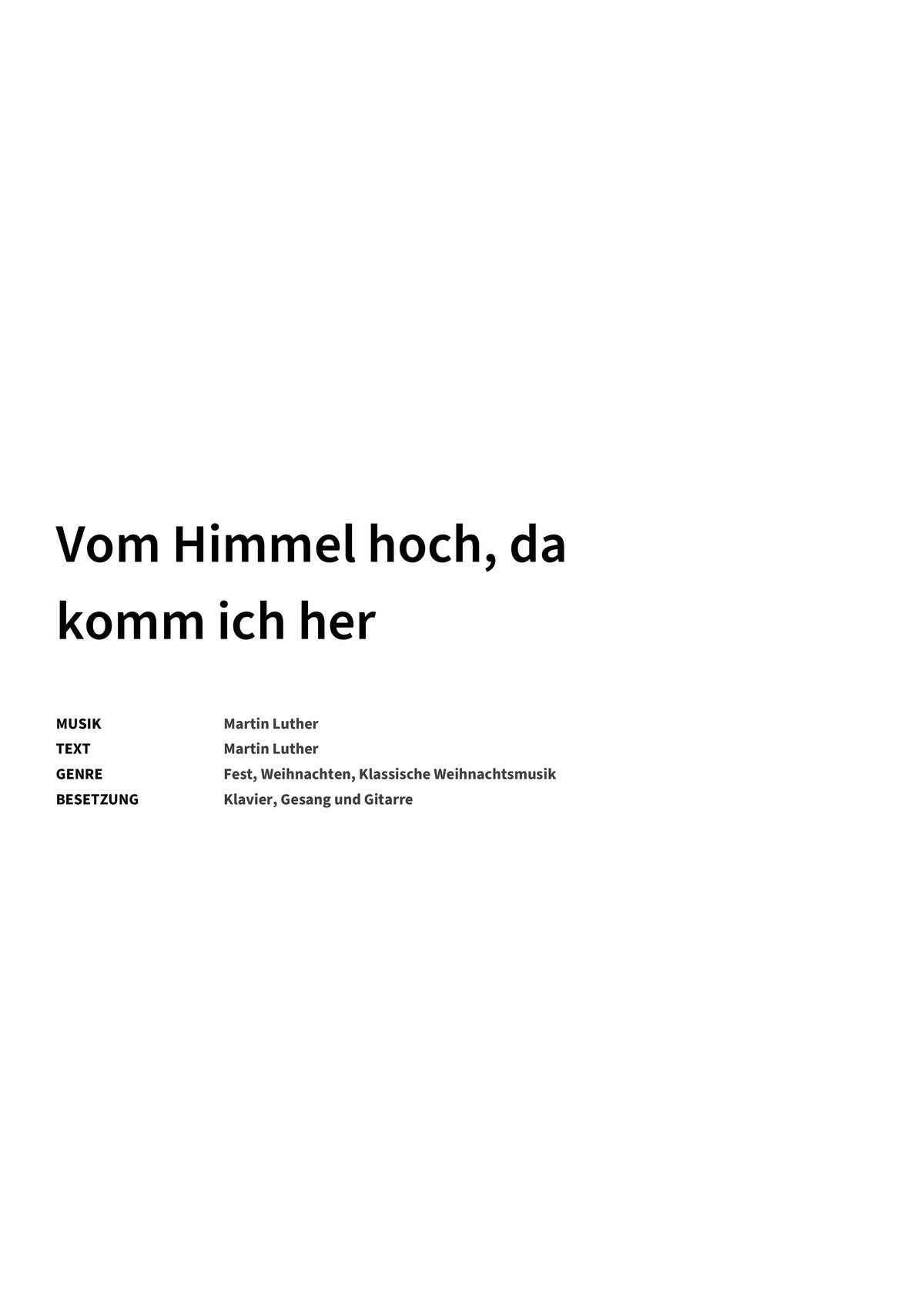 Vom Himmel hoch, da komm ich her - Title Page