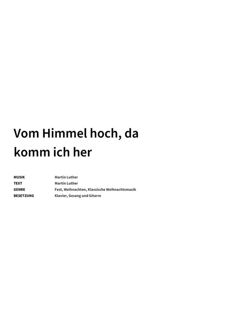 Vom Himmel hoch, da komm ich her - Title Page