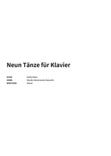 Neun Tänze für Klavier - Title Page