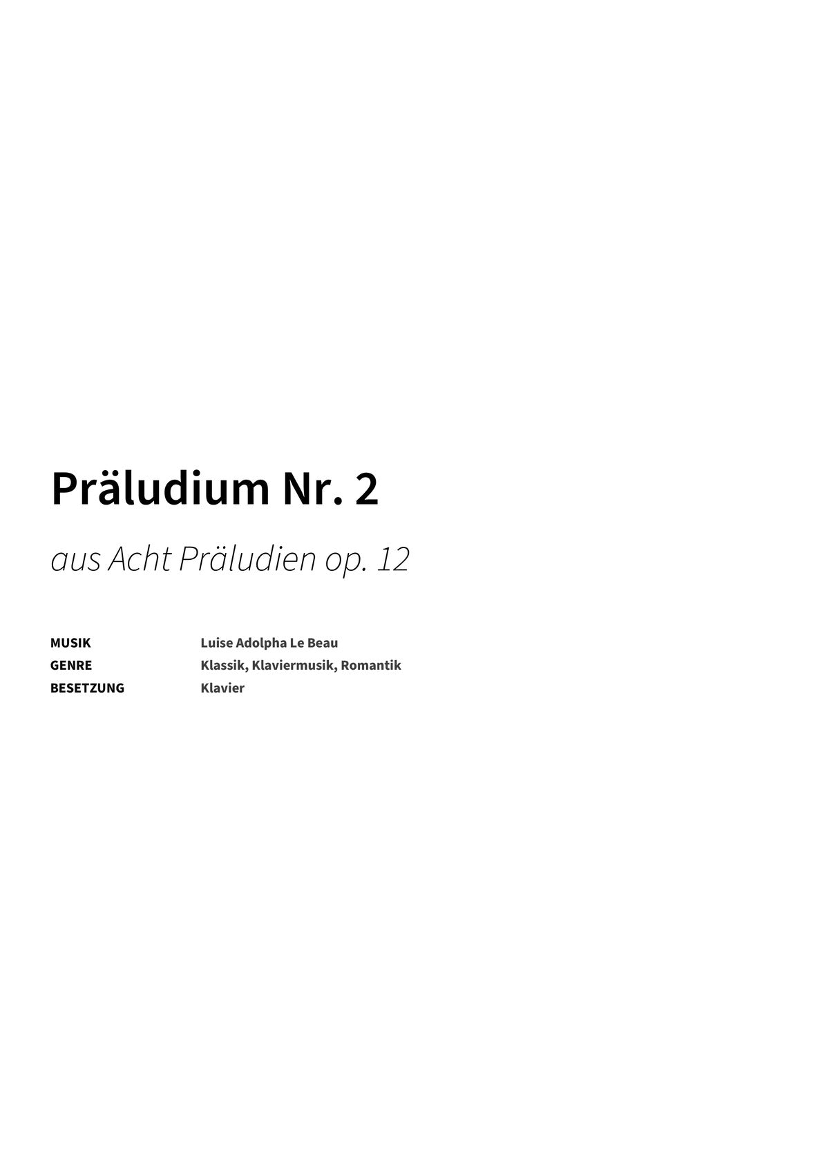 Präludium Nr. 2 - Title Page