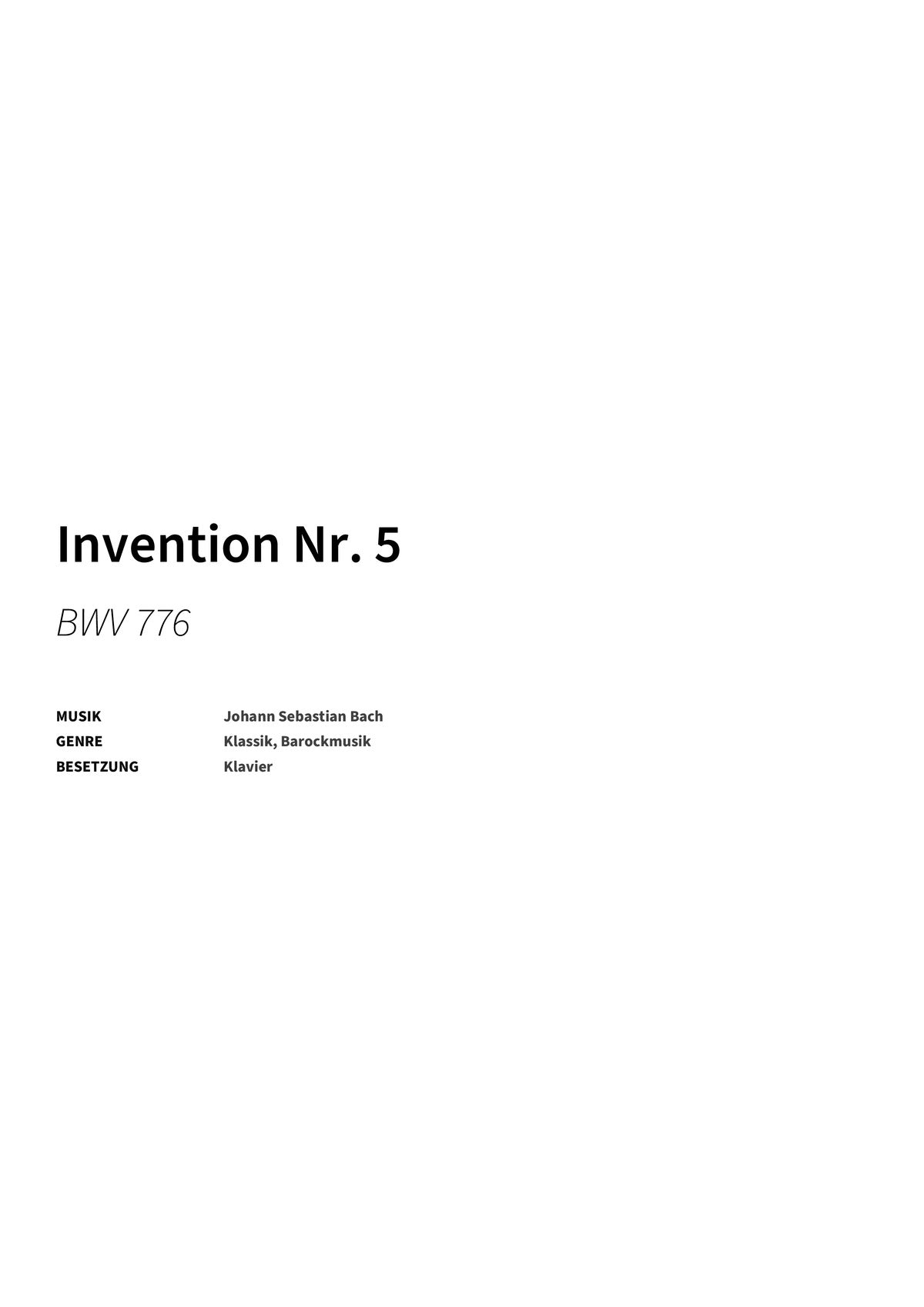 Invention Nr. 5 - Title Page