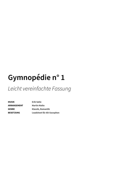 Gymnopédie n° 1 - Title Page