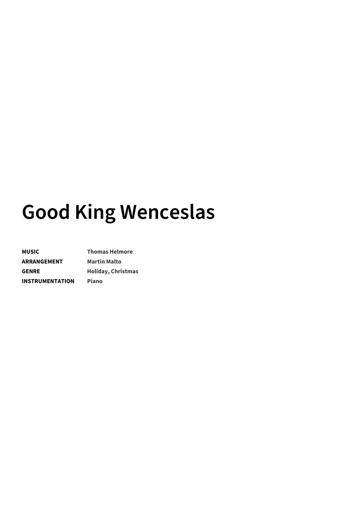 Good King Wenceslas - Title Page