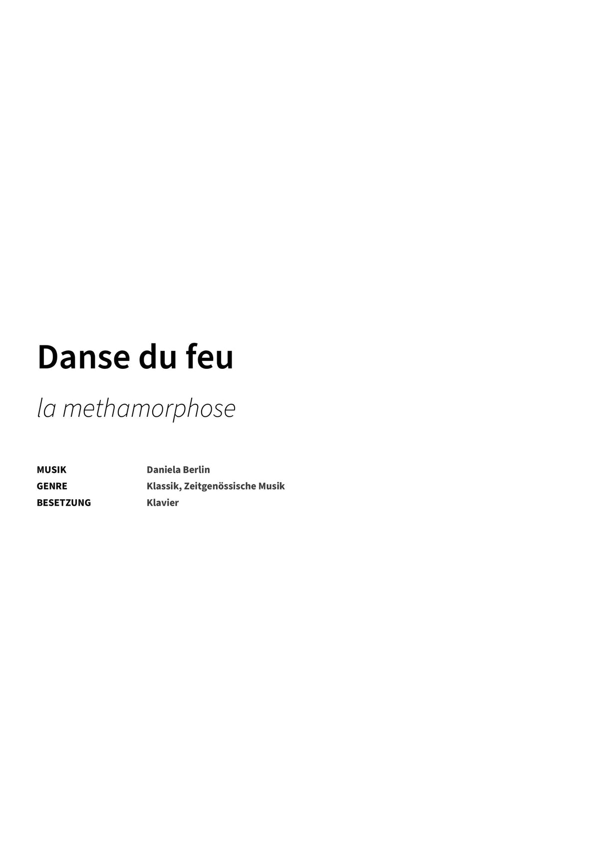 Danse du feu - Title Page