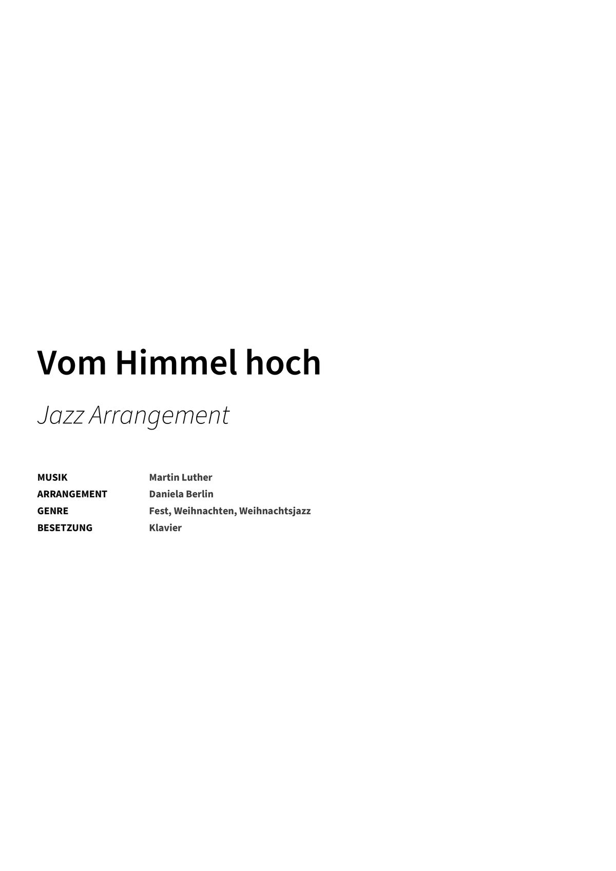 Vom Himmel hoch - Title Page