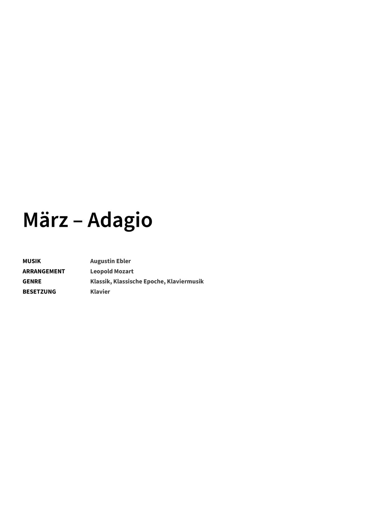 März – Adagio - Title Page