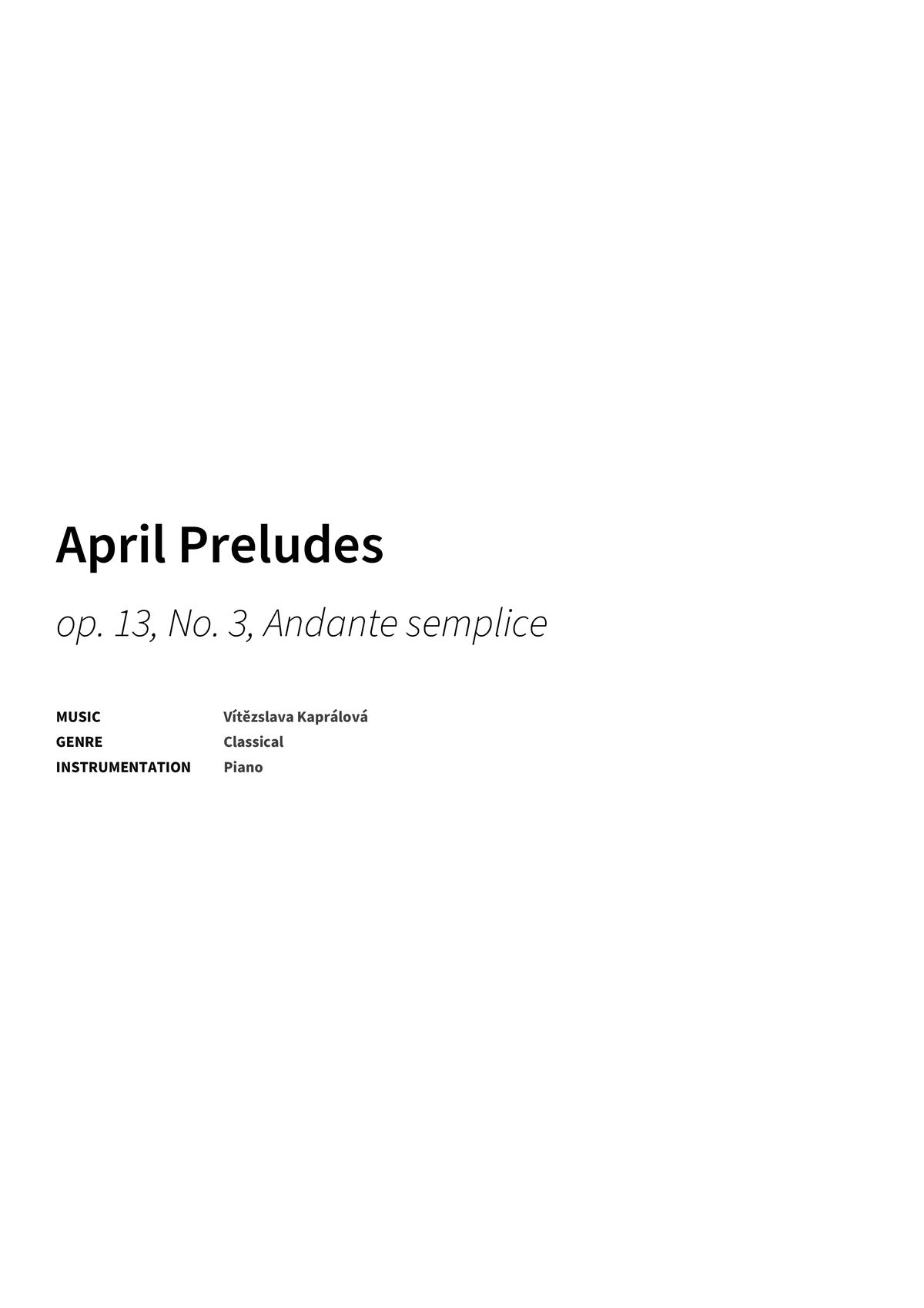 April Preludes - Title Page