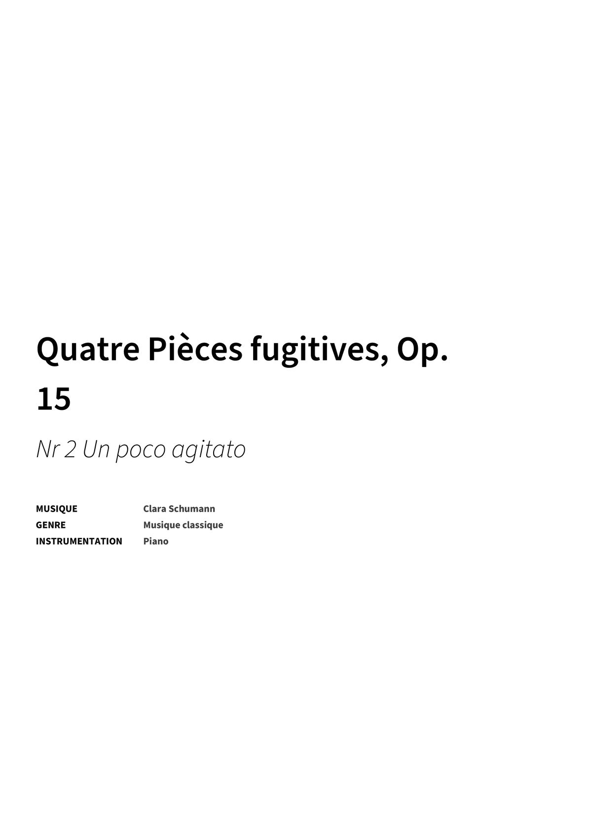 Quatre Pièces fugitives, Op. 15 - Title Page