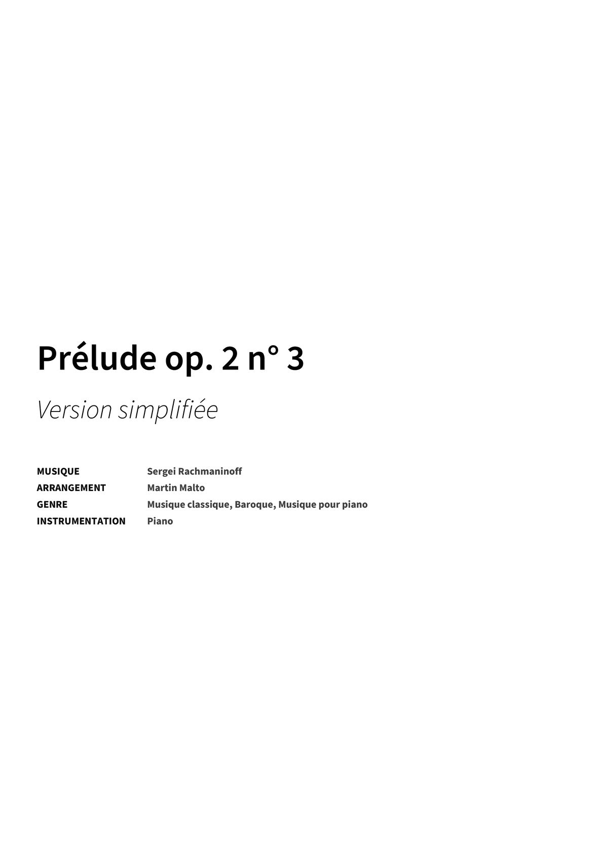 Prélude op. 2 n° 3 - Title Page