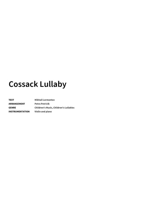 Cossack Lullaby - Title Page