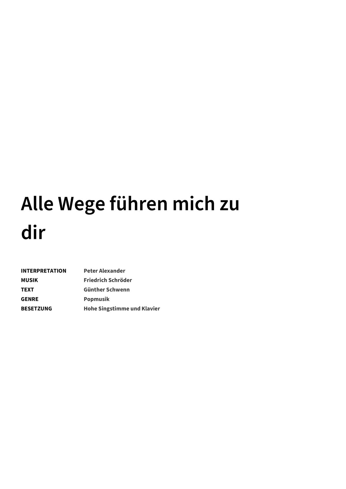 Alle Wege führen mich zu dir - Title Page