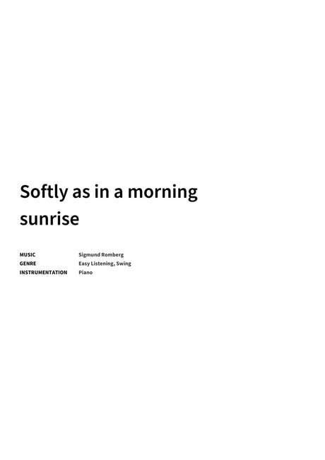 Softly as in a morning sunrise - Title Page
